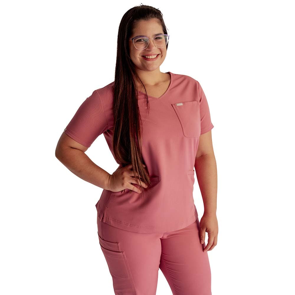 Women’s Scrub Top #201 in Vintage Pink