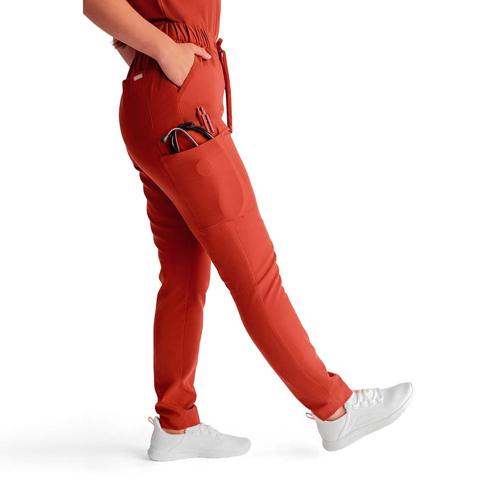 Side view, Spiced Apple scrub pants